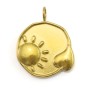 Pendentif médaillon soleil & coeur 15x19mm - Acier Inox 304 doré x 1pc