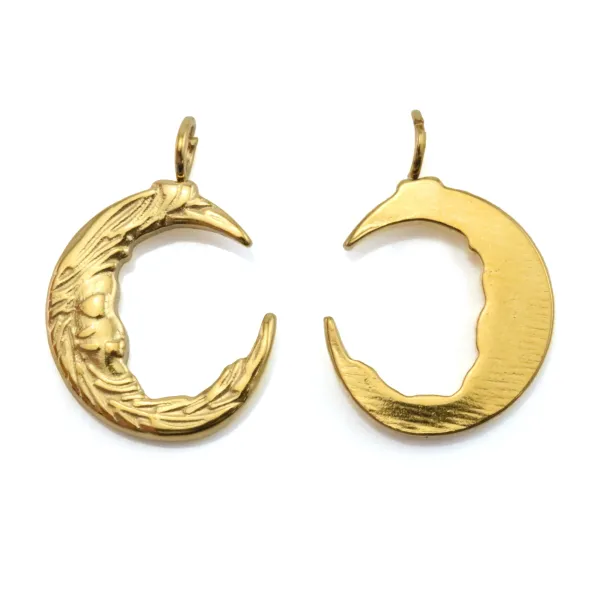 Colgante Luna Acero Inoxidable 304 Dorado | Elemento Joya 13x19mm
