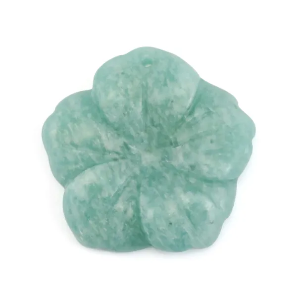 Pendentif Amazonite du Pérou fleur sculptée 30mm x 1pc