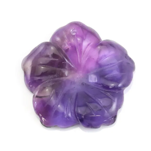 Amethyst Flower Pendant | Carved Semi-Precious Stone
