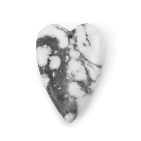 Pendentif Howlite coeur 20x30mm x 1pc