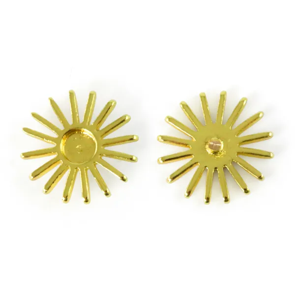 Sun Charm to Stick for Cabochon (3mm) 10mm - Gold x 2pcs