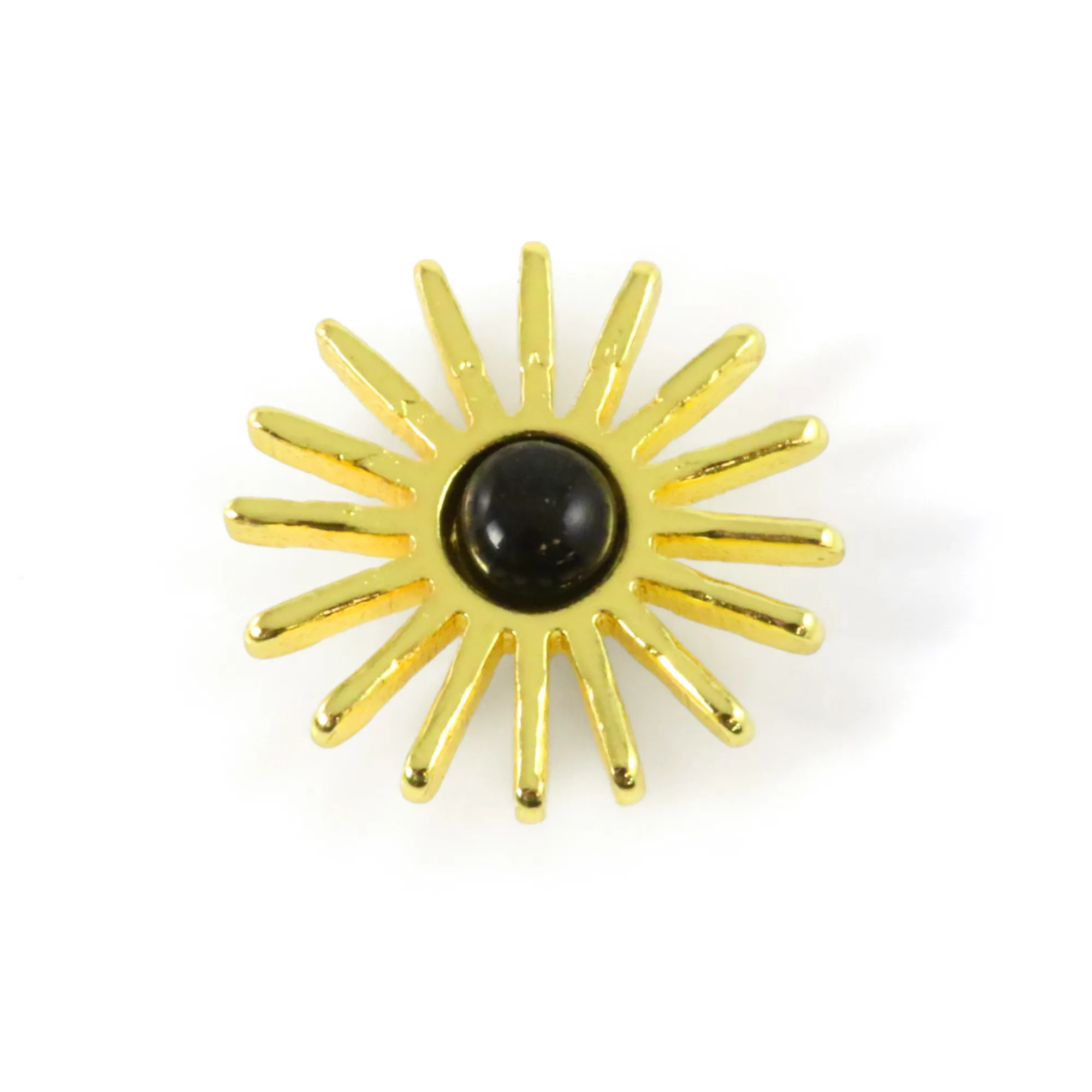 Broche Vintage Soleil – Relief Cabochon Couleur Or Poli – Bijou Rétro – Occasion