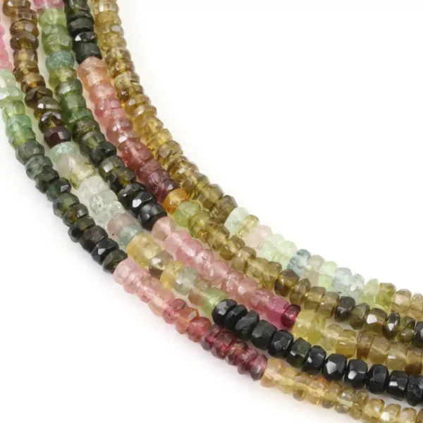 Perle Tourmalina Multicolore Sfaccettata a Rondella Degradante 1x3-2x3.5mm