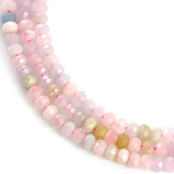 Beryl - Aquamarine & Morganite roundel faceted 4x6mm | Perle Bijoux