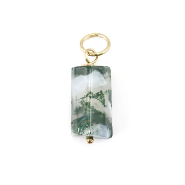 Pendentif Agate mousse baroque - Gold Filled x 1pc