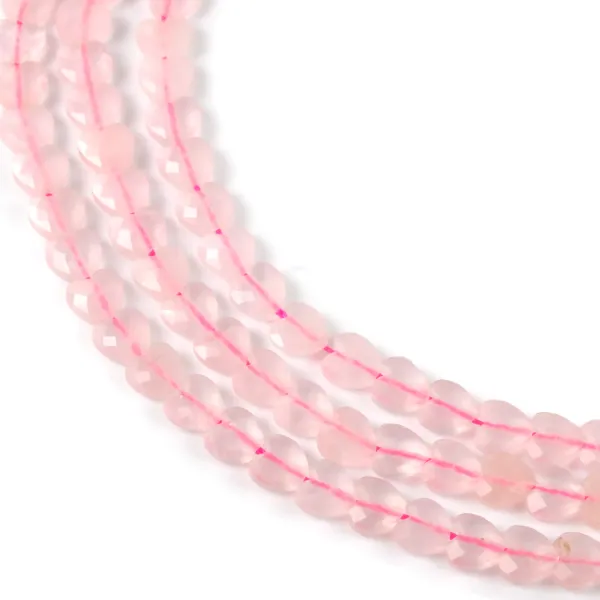 Quartzo rosa coração facetado 6mm x 37cm