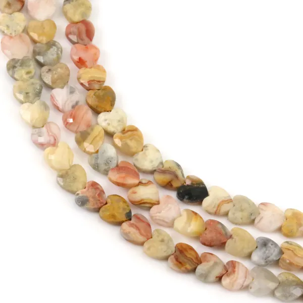 Heart Crazy Lace Agate Bead 6mm | Faceted Natural Stone