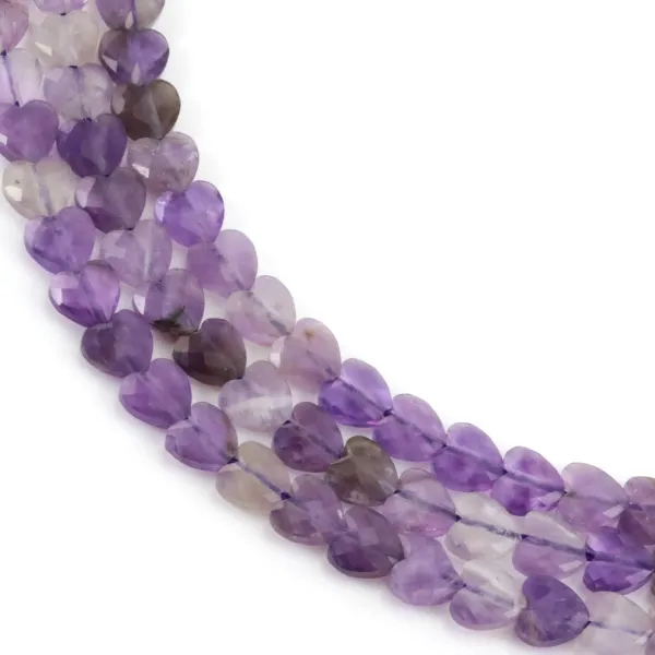 Amethyst faceteado coração 6mm x 38cm