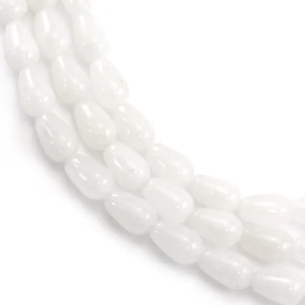 Jade branco gota 6x9mm x39cm