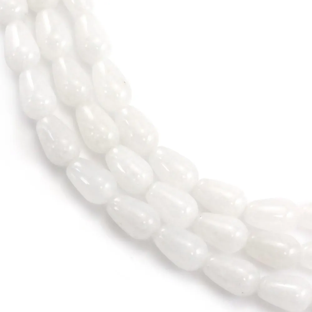 Perla de Jade Blanco Gota 6x9mm | Pierre Semipreciosa para Joyería