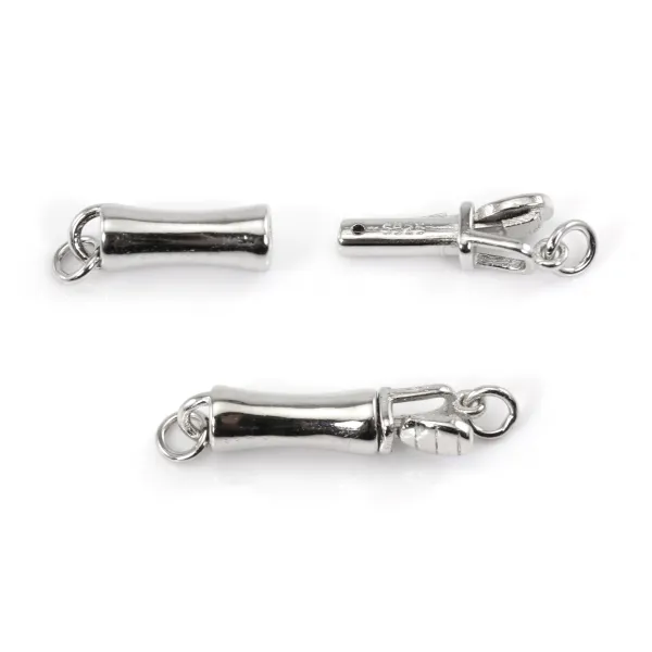 Fermoir à clipser bambou 3x16mm - Argent 925 rhodié x 1pc