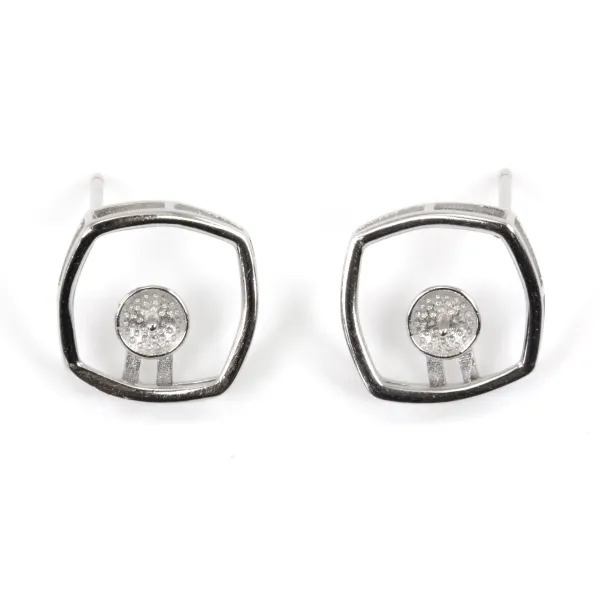 Clous d'oreilles losange pour semi percée 13mm - Argent 925 rhodié x 2pcs