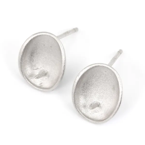 Oval Ohrstecker | Mattes 925er Silber | Schmucklieferant
