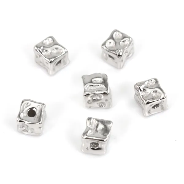 Baroque Cube Bead 925 Rhodium Silver | Jewelry Components