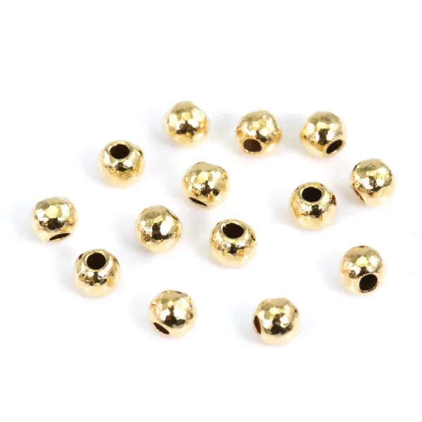 Perla Redonda Martelada Gold Filled | Componentes de Joias