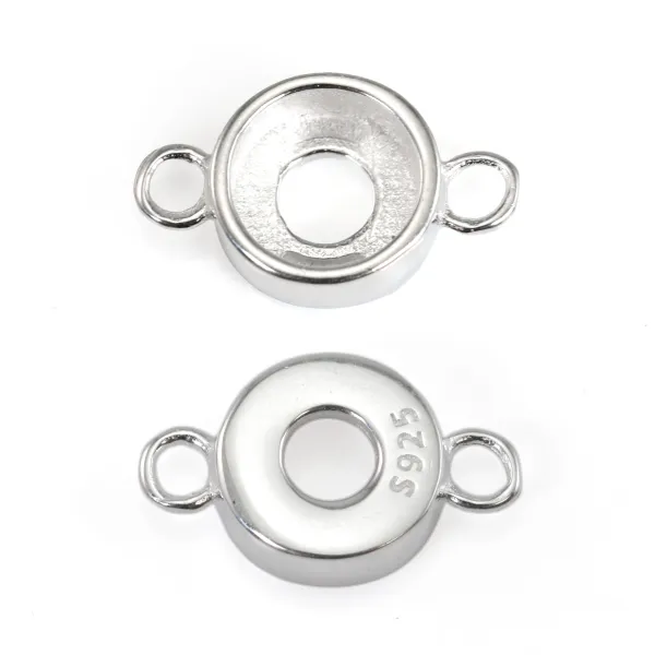 Espaçador para cabochão redondo de 6mm - Prata 925 x 1pc