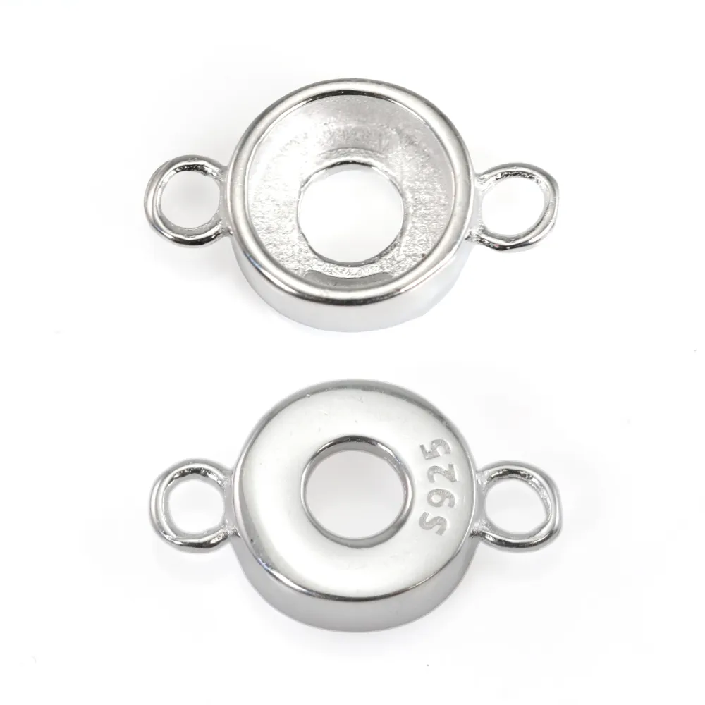 Espaçador 925 Prata Cabochão Redondo 6mm | Componente Acessório