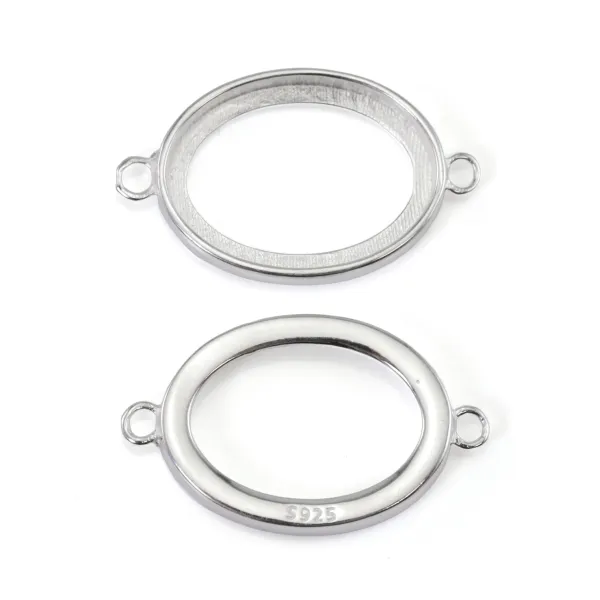 Espaçador para cabochão oval 13.5x18.5mm - Prata 925 x 1pc