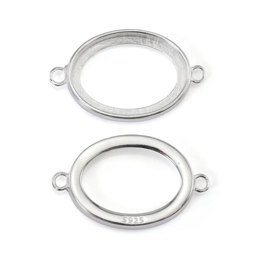Espaçador para Cabochão Oval 13.5x18.5mm | Acessório Prata 925