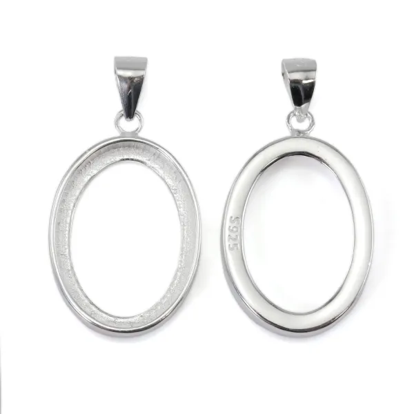 Silver 925 Oval Cabochon Pendant 13.5x18.5mm | DIY Accessory