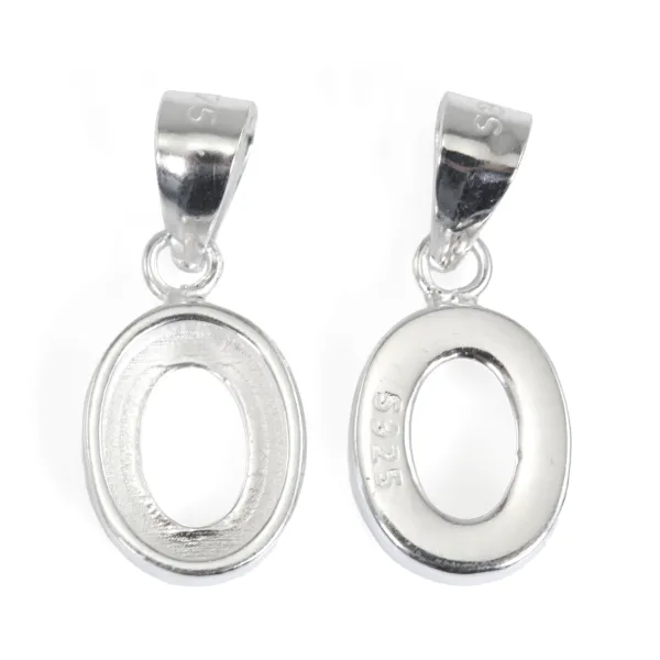Pingente Cabochão Oval de Prata 925 6.4x8.5mm | Composant Accessoire