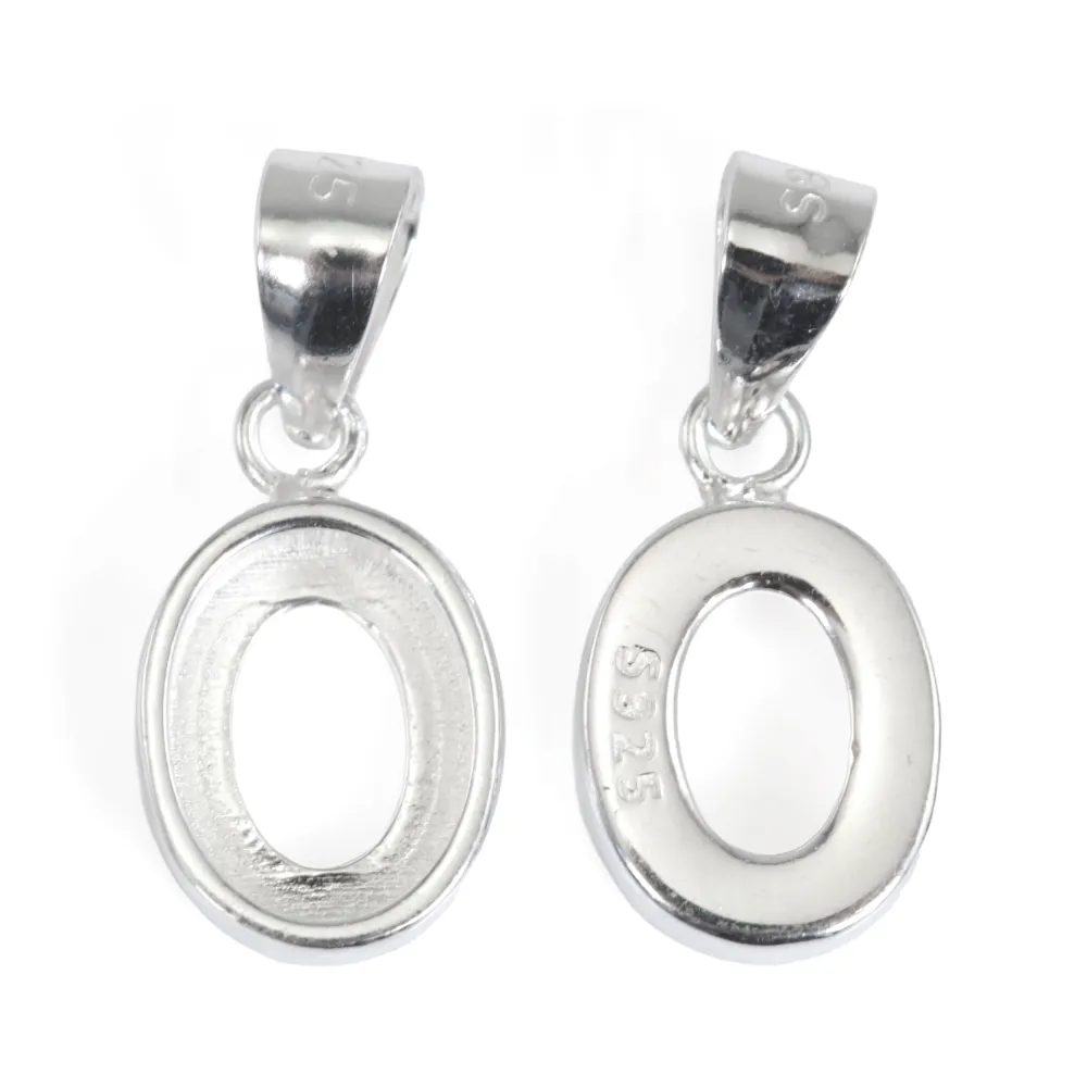Pendentif pour cabochon ovale 6.4x8.5mm - Argent 925 x 1pc