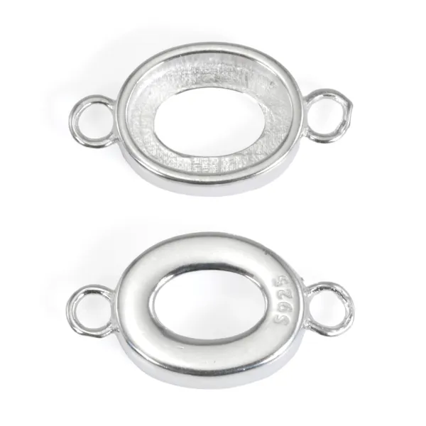 Abstandhalter Silber 925 Cabochon Oval 6.4x8.5mm | Schmuck Zubehör