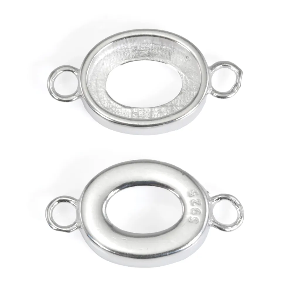 Distanziatore in argento 925 Cabochon ovale 6,4x8,5mm | Accessorio per gioielli