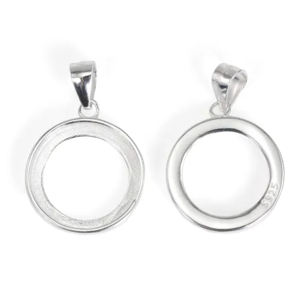Pendentif pour cabochon rond 14mm - Argent 925 x 1pc