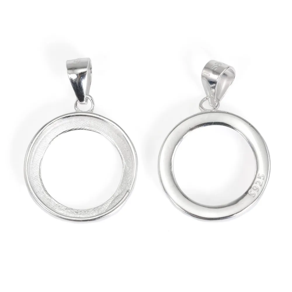 Ciondolo d'argento 925 Cabochon rotondo 14mm | Creazione Accessorio fai da te