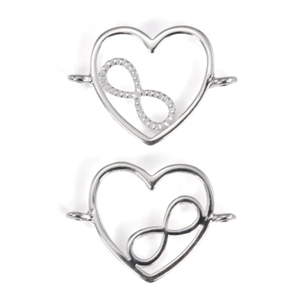 Separador coração & infinito 11x16mm - Prata 925 x 1pc