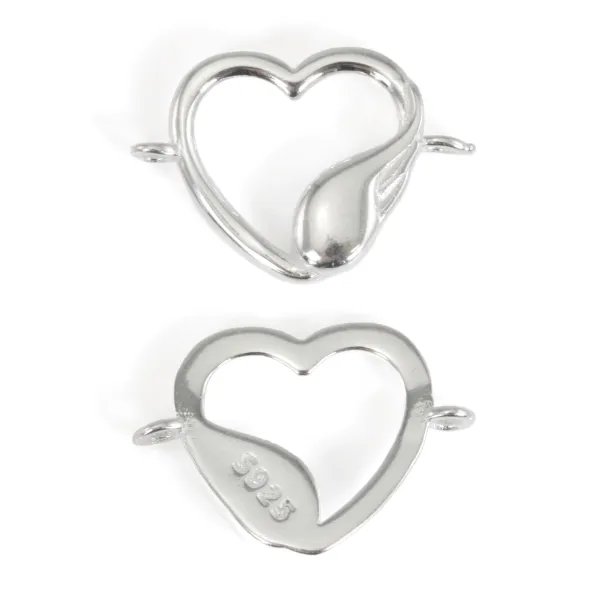 Corazón & Inserto de Pluma 11x15mm - Plata 925 x 1pc