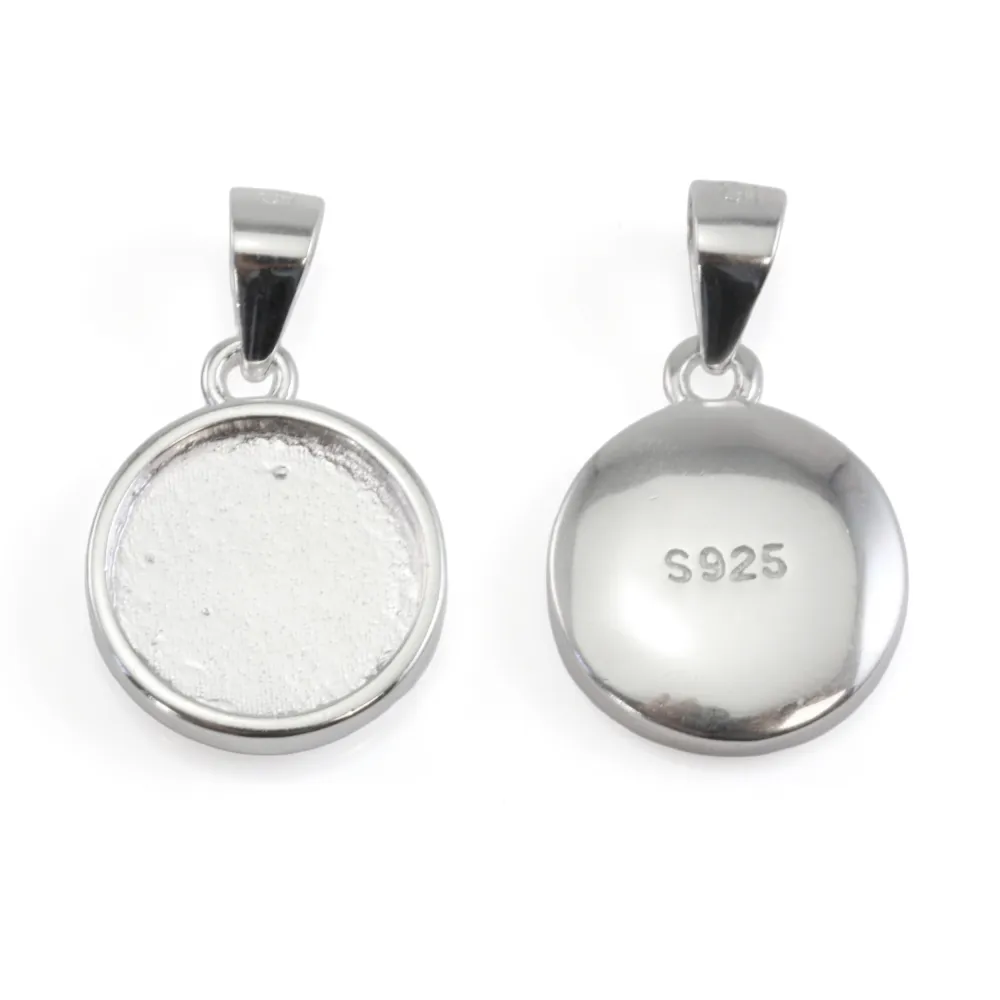 925 Sterling Silver Pendant for Cabochon Round 10mm | Acessórios de Joalharia