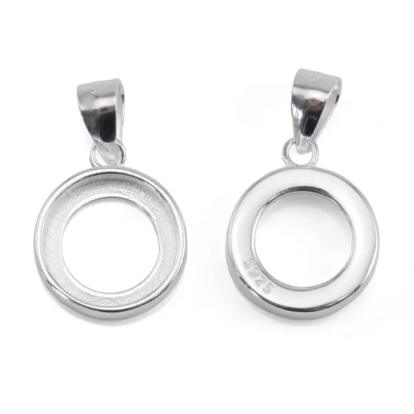 Anhänger Silber 925 Cabochon Rund 10mm | Kreation Zubehör DIY