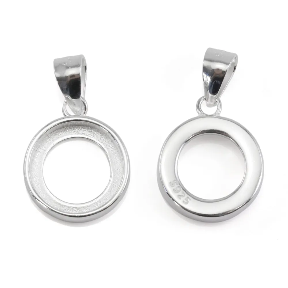 Silver Pendant 925 Cabochon Rond 10mm | Création Accessoire DIY