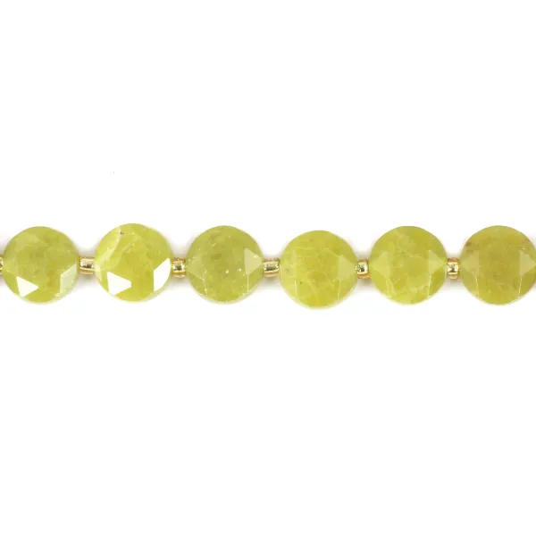 Jade Olive round faceted flat 8mm x 38cm