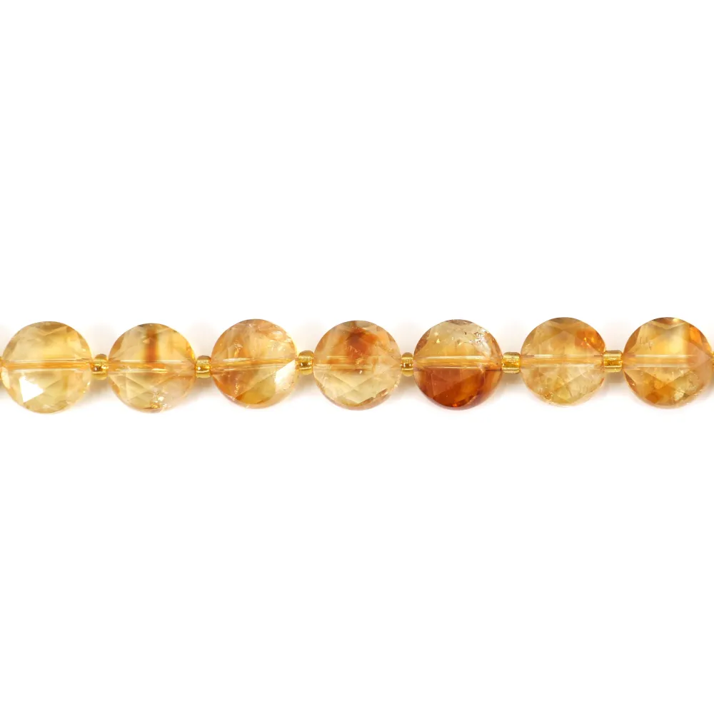 Faceted flat round citrine 8mm x 39cm