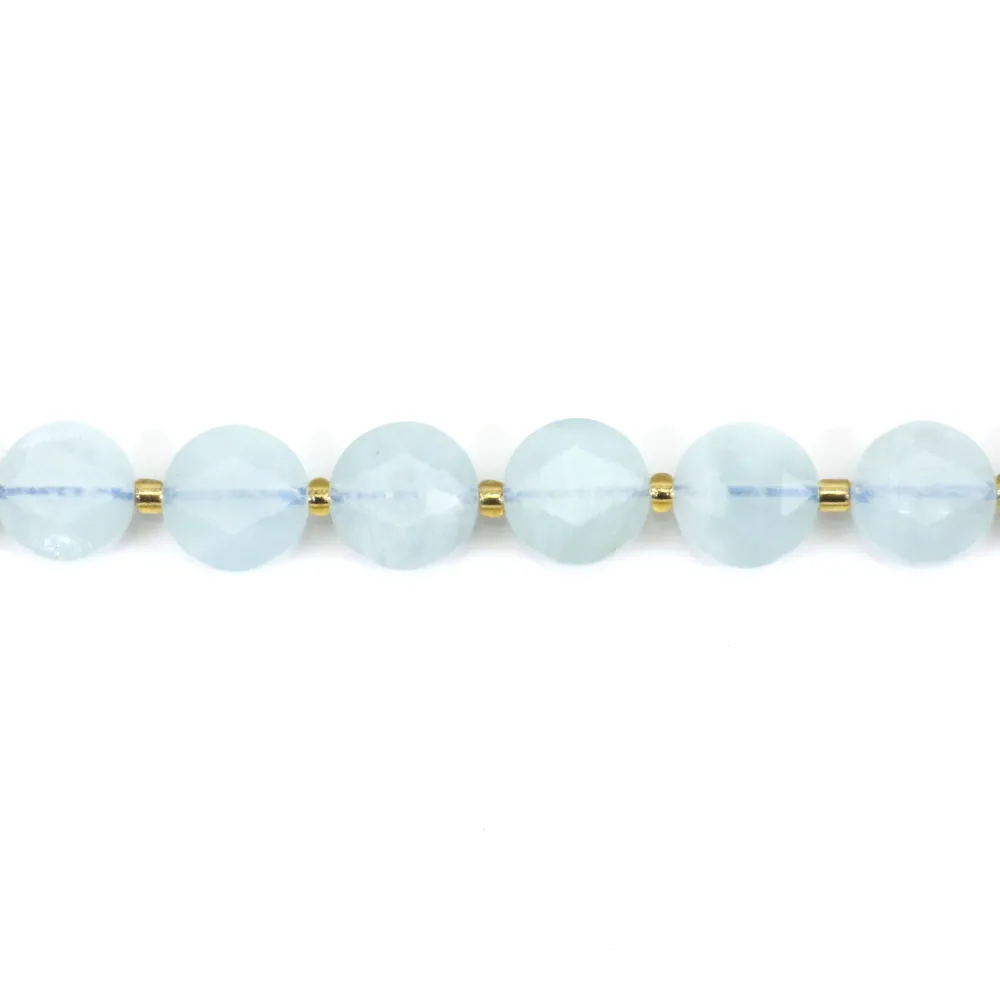 Água-marinha redonda plana facetada 8.5mm x 38cm (39pcs)