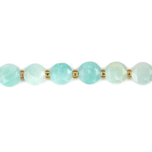 Amazonite round flat faceted 8mm x 38cm
