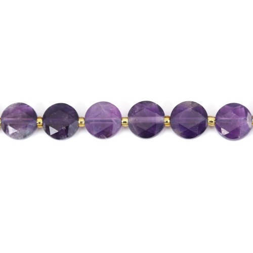 Round flat faceted amethyst 8mm x 38cm