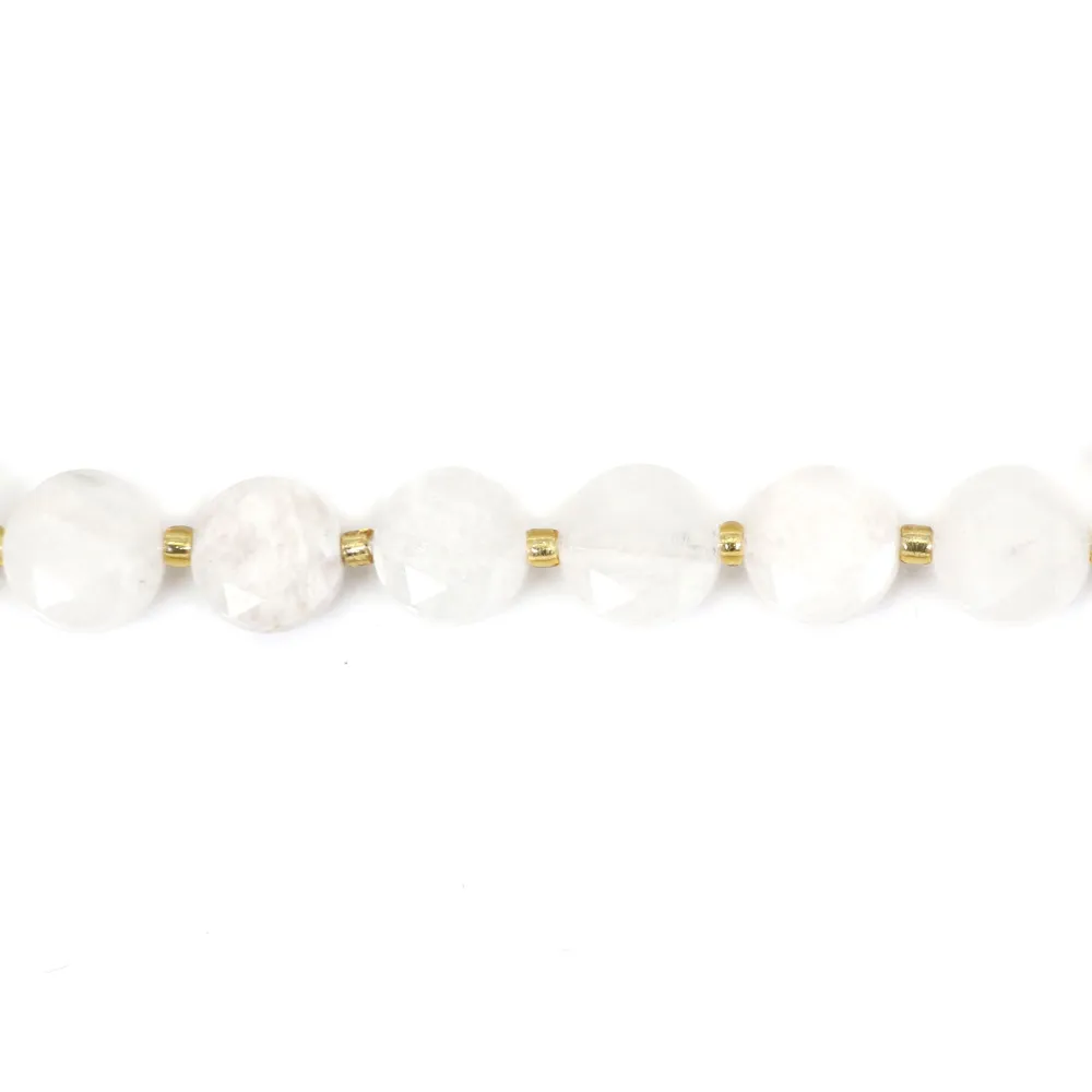 Faceted flat round moonstone 8mm x 2pcs
