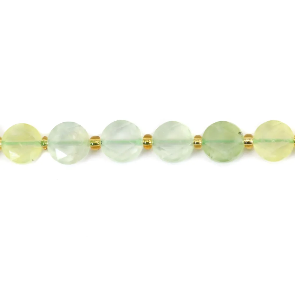 Préhnite redondo plano facetado 8.5mm x 38cm (37pcs)
