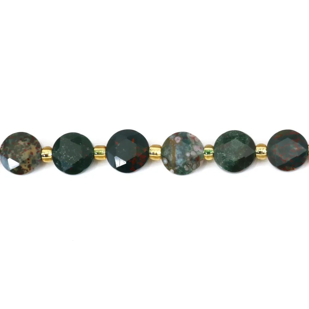 Bloodstone (Heliotrope) flat faceted round 8mm x 38cm (37pcs)