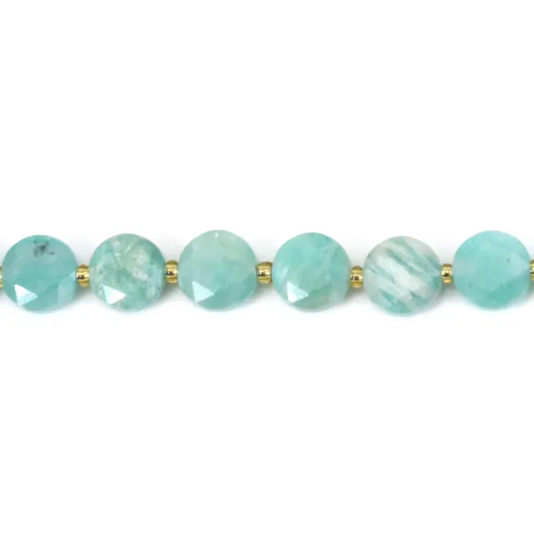 Amazonite del Perù tonda piatta sfaccettata 8mm x 38cm (40pz)