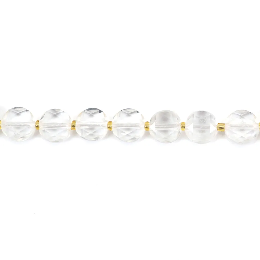 Flacher, facettierter Bergkristall rund 8mm x 38cm