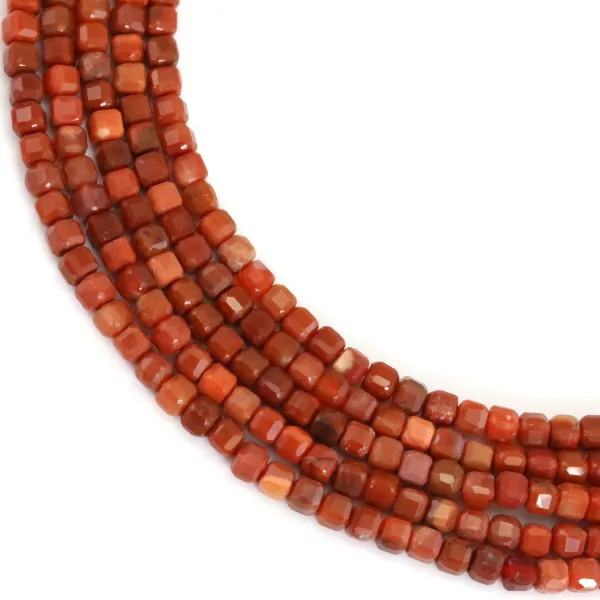 Faceted red jasper cube 2.5mm x 39cm
