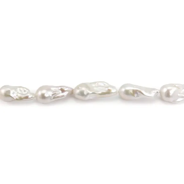 Perla de cultivo de agua dulce, blanca, barroca, 12-14mm, Ax 38cm