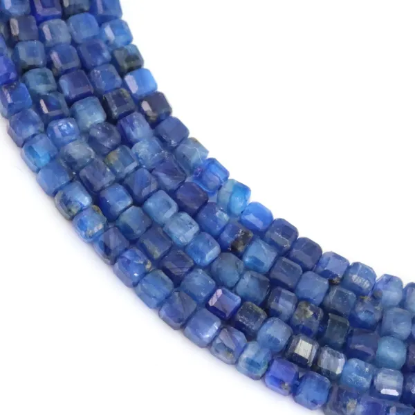 Tinted cyanite faceted cube 2mm x 40cm