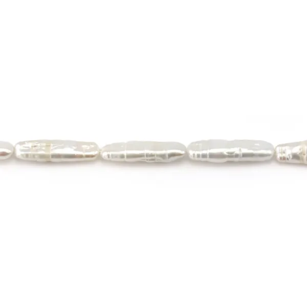 Freshwater cultured pearls, white, baroque tube, 6-8mm x 38cm